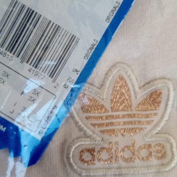 Adidas 100% Cotton Short Sleeve Crop Top Linen Color Women's Size US 3X - Picture 13 of 16